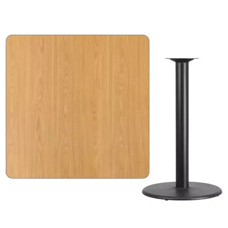 Flash Furniture 42'' Square Laminate Table Top with 24'' Round Bar Height Table Base