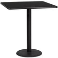 Flash Furniture 42'' Square Laminate Table Top with 24'' Round Bar Height Table Base