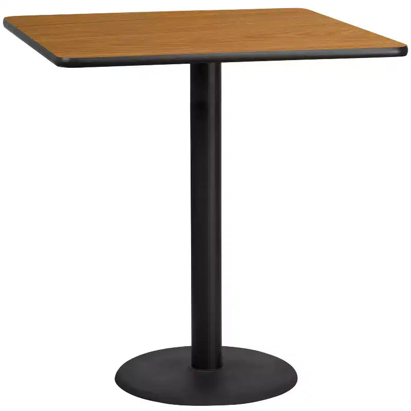 Flash Furniture 42'' Square Laminate Table Top with 24'' Round Bar Height Table Base