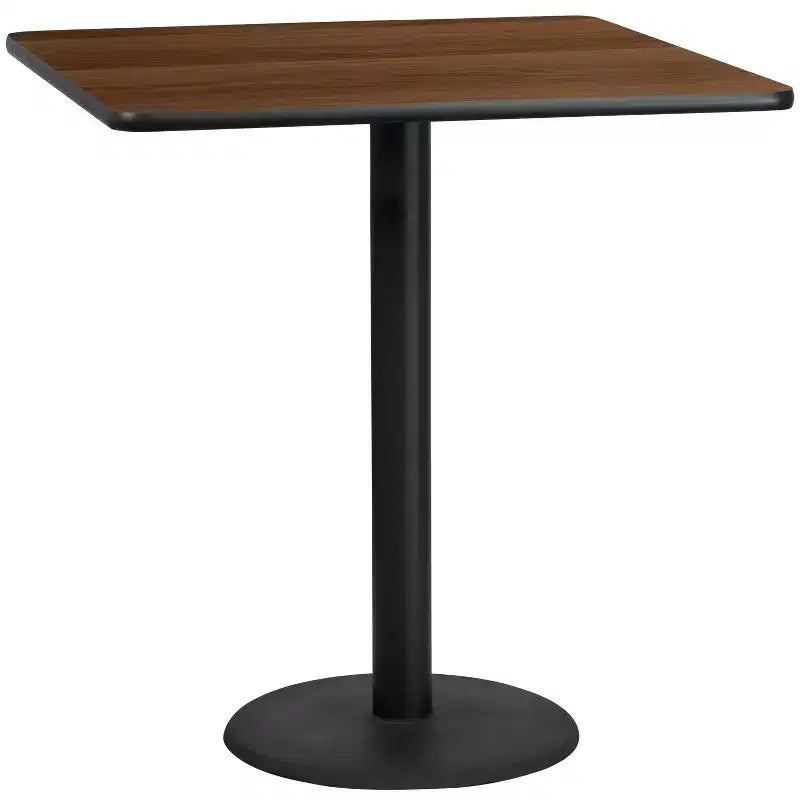 Flash Furniture 42'' Square Laminate Table Top with 24'' Round Bar Height Table Base