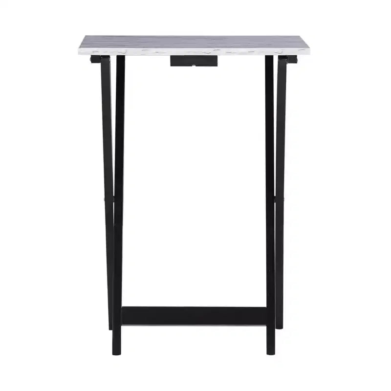 Linon Faux Marble Tray Table Set