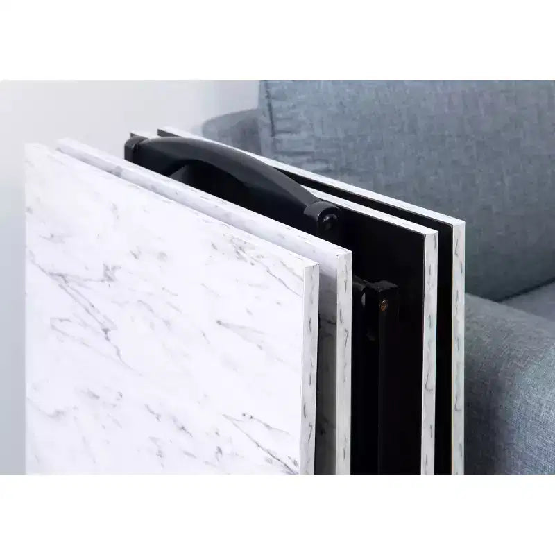 Linon Faux Marble Tray Table Set