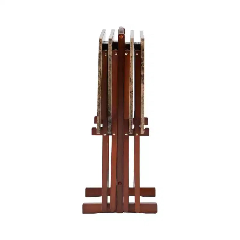 Linon Faux Marble Tray Table Set