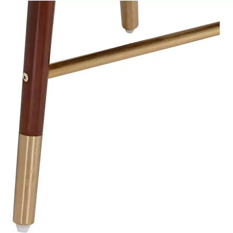Studio 55D Parker Walnut Metal Bar Stool Brown Gold 25 1/2 High Modern White Leather Cushion with Backrest Footrest for Kitchen Counter Height Island