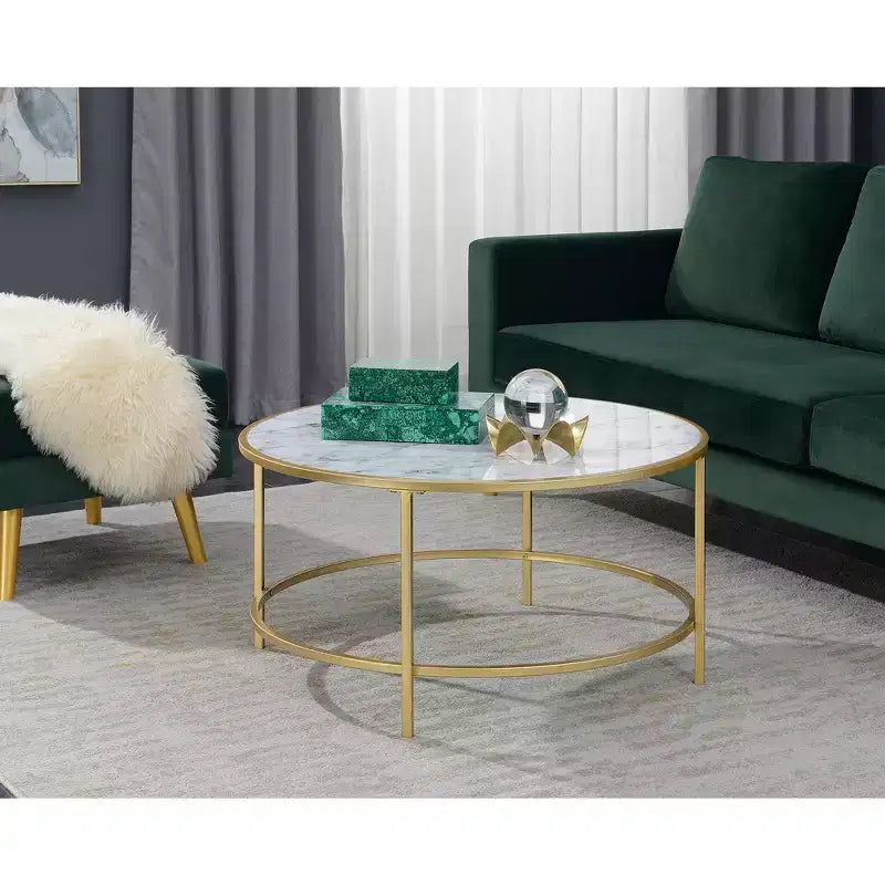 Gold Coast Faux Marble Round Coffee Table - Brieghton Home