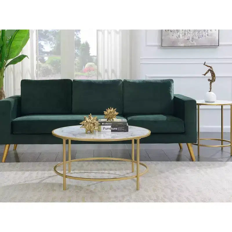 Gold Coast Faux Marble Round Coffee Table - Brieghton Home
