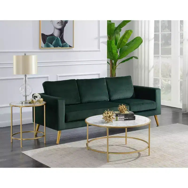 Gold Coast Faux Marble Round Coffee Table - Brieghton Home