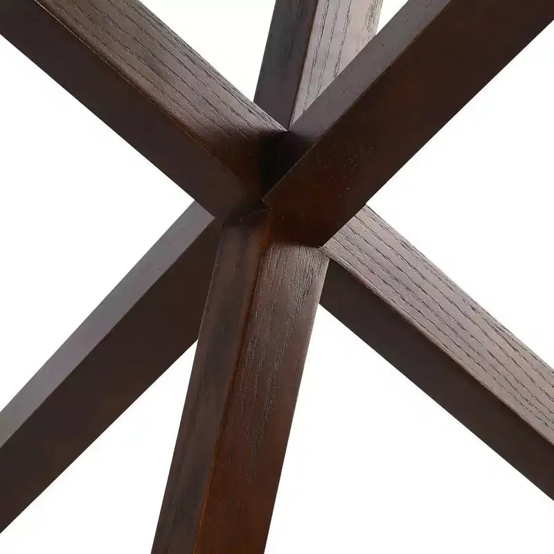 Poly & Bark 37.4 Kennedy Glass Top Round Wood Dining Table