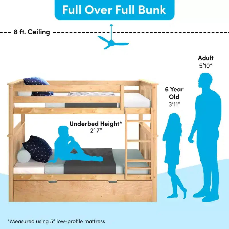 Max & Lily Full over Full Bunk Bed with Trundle Bed