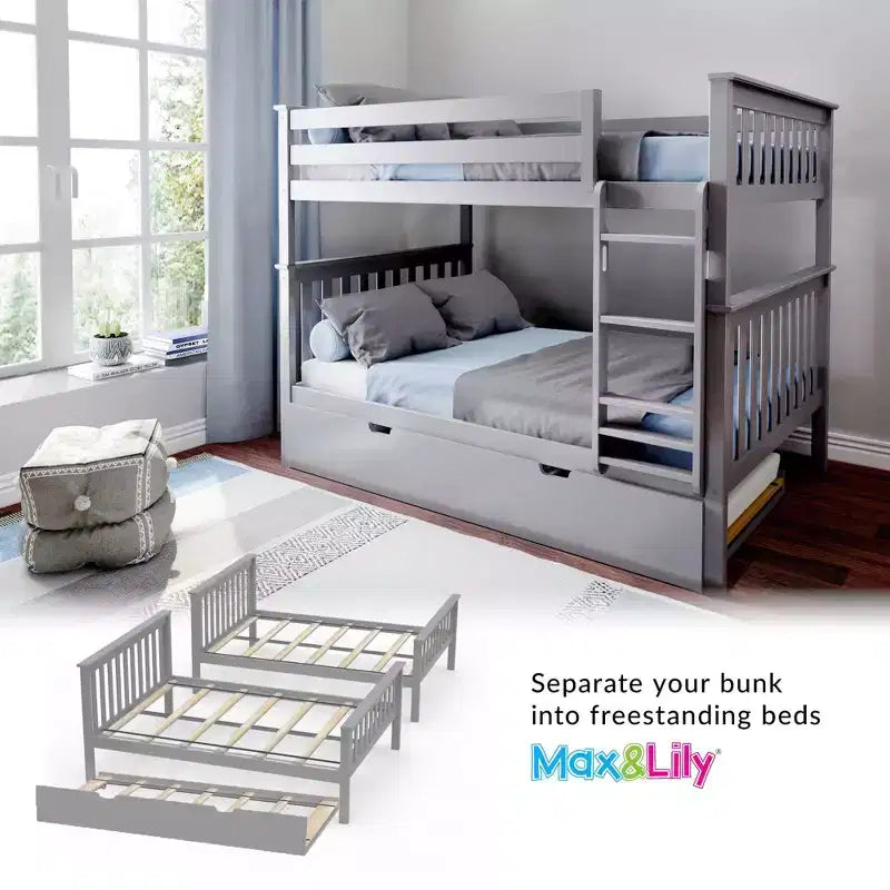 Max & Lily Full over Full Bunk Bed with Trundle Bed