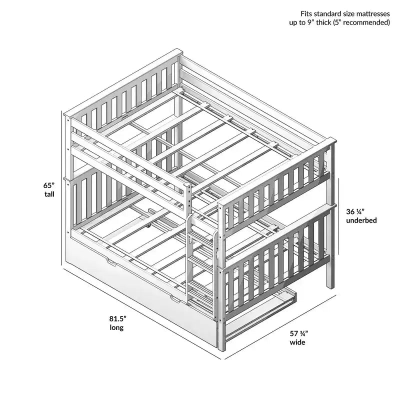 Max & Lily Full over Full Bunk Bed with Trundle Bed