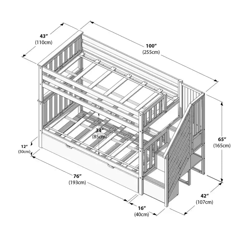 Max & Lily Twin over Twin Staircase Bunk with Trundle