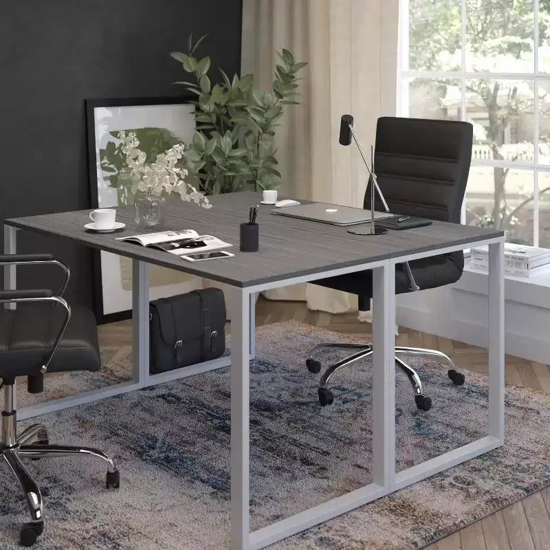 Flash Furniture Modern Commercial Grade Desk Industrial Style Computer Desk Sturdy Home Office Desk - 55 Length