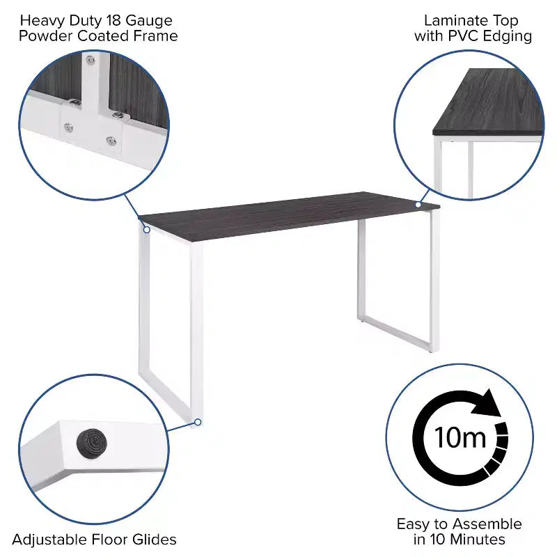 Flash Furniture Modern Commercial Grade Desk Industrial Style Computer Desk Sturdy Home Office Desk - 55 Length