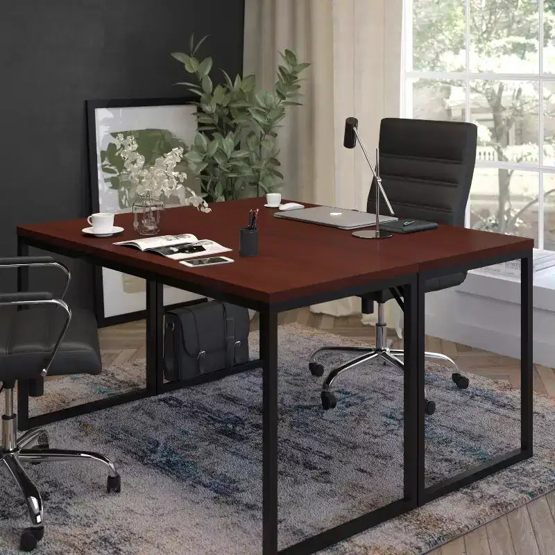 Flash Furniture Modern Commercial Grade Desk Industrial Style Computer Desk Sturdy Home Office Desk - 55 Length