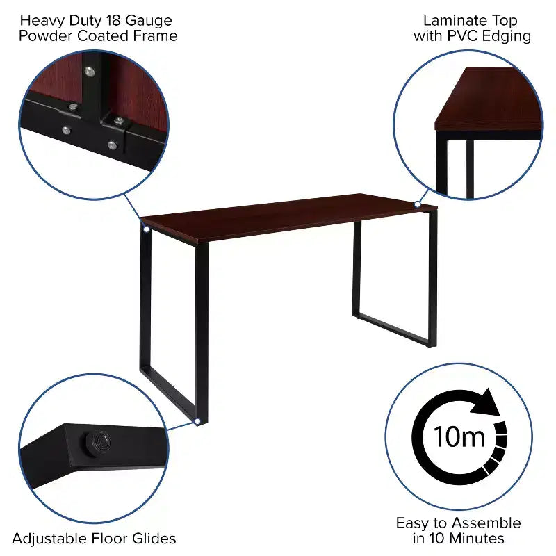 Flash Furniture Modern Commercial Grade Desk Industrial Style Computer Desk Sturdy Home Office Desk - 55 Length
