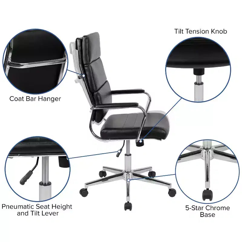 Flash Furniture High Back LeatherSoft Contemporary Panel Executive Swivel Office Chair