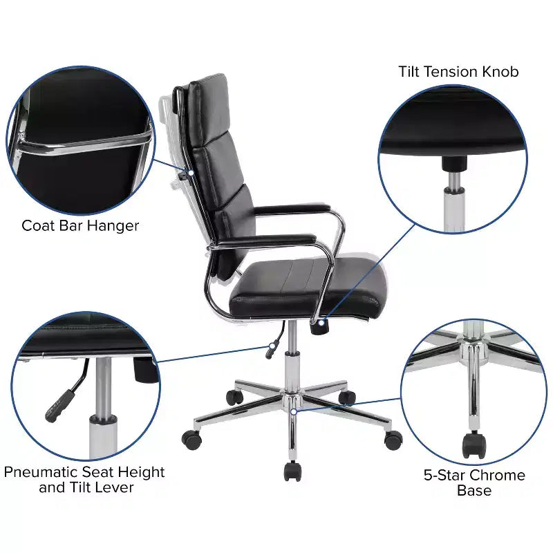 Flash Furniture High Back LeatherSoft Contemporary Panel Executive Swivel Office Chair