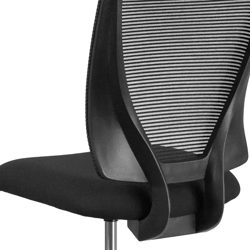 Flash Furniture Ergonomic Mid-Back Mesh Drafting Chair with Black Fabric Seat and Adjustable Foot Ring