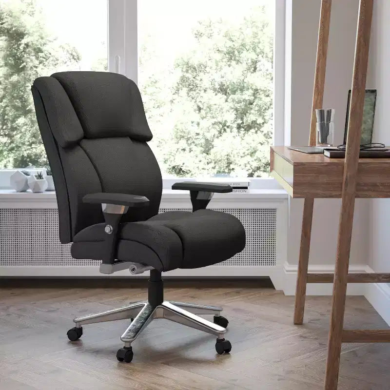 Flash Furniture HERCULES Series 24/7 Intensive Use Big & Tall 400 lb. Rated Executive Swivel Ergonomic Office Chair with Lumbar Knob and Tufted Headrest & Back