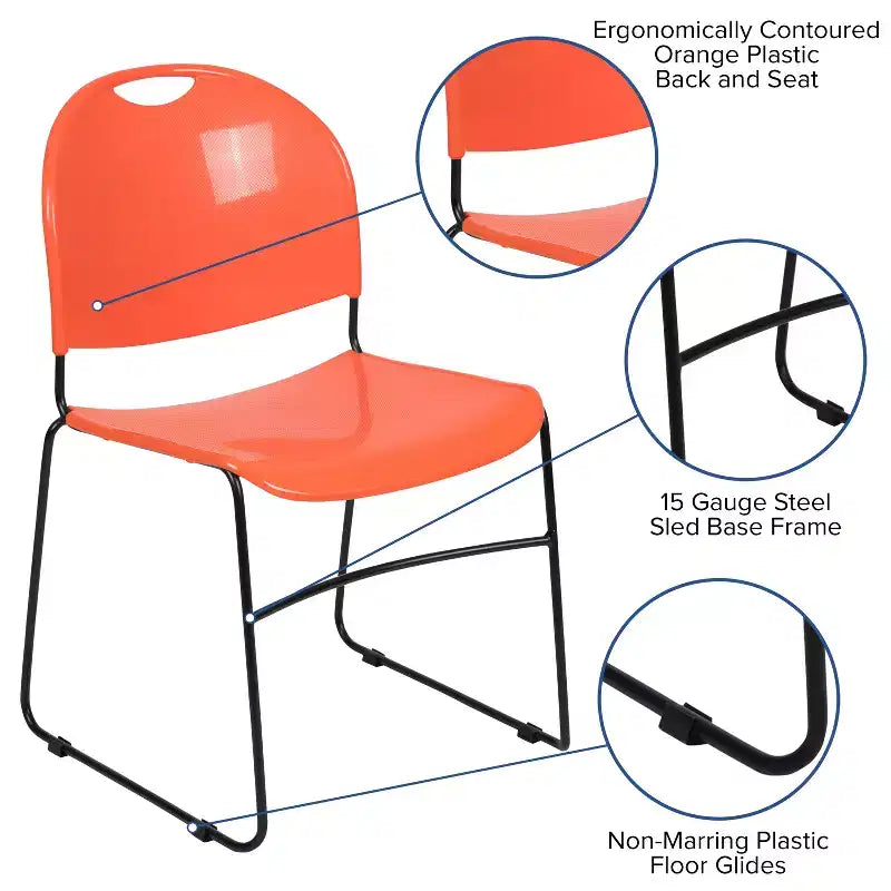 Flash Furniture HERCULES Series 880 lb. Capacity Ultra-Compact Stack Chair with Metal Frame