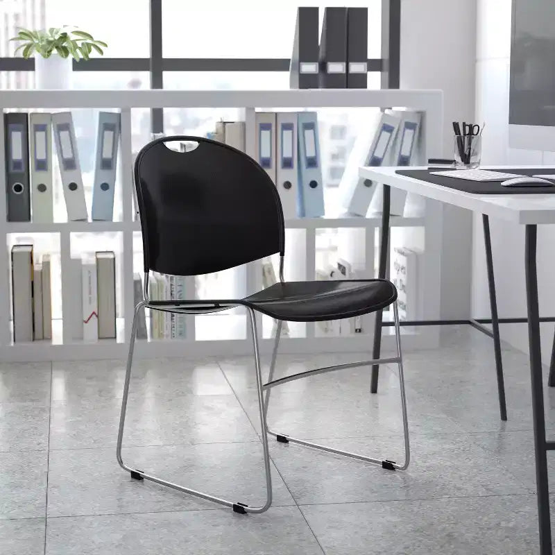Flash Furniture HERCULES Series 880 lb. Capacity Ultra-Compact Stack Chair with Metal Frame