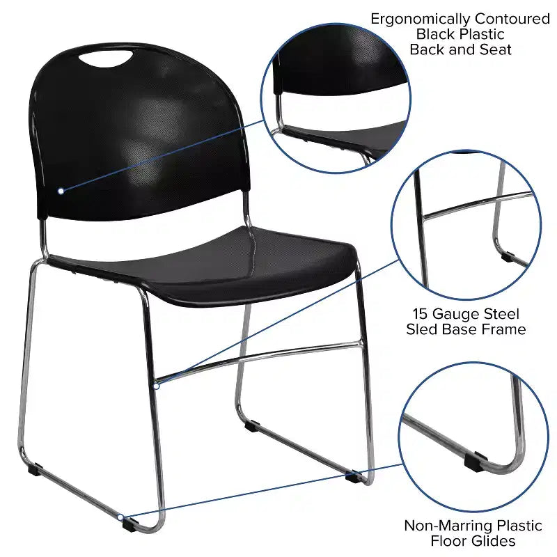 Flash Furniture HERCULES Series 880 lb. Capacity Ultra-Compact Stack Chair with Metal Frame