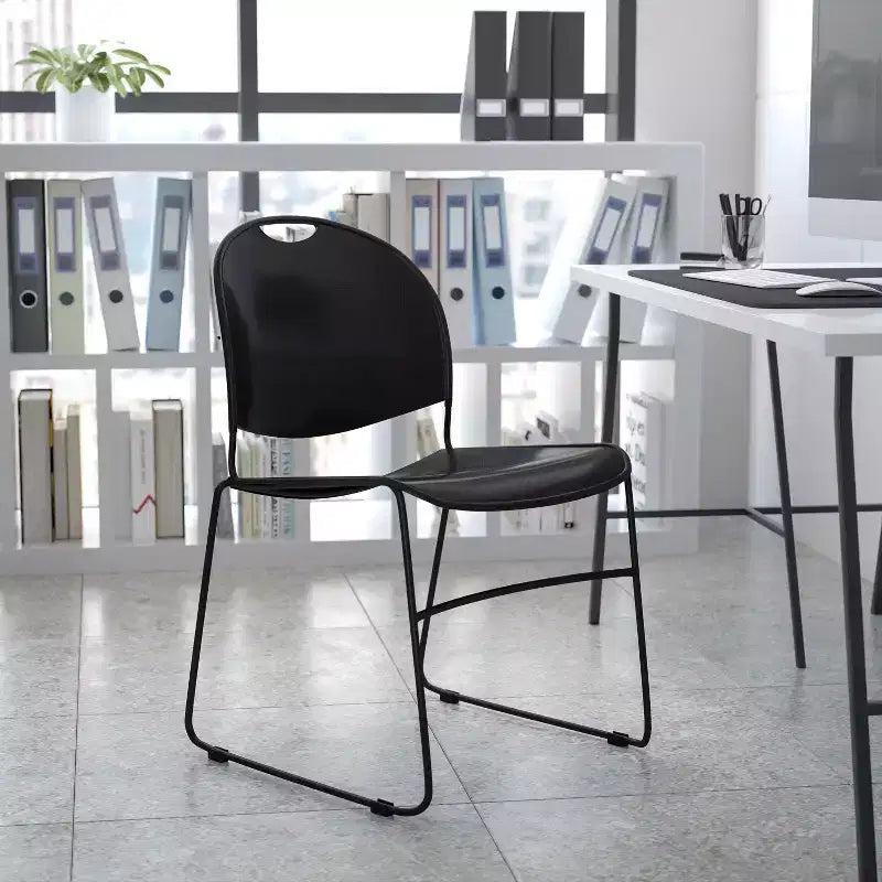 Flash Furniture HERCULES Series 880 lb. Capacity Ultra-Compact Stack Chair with Metal Frame