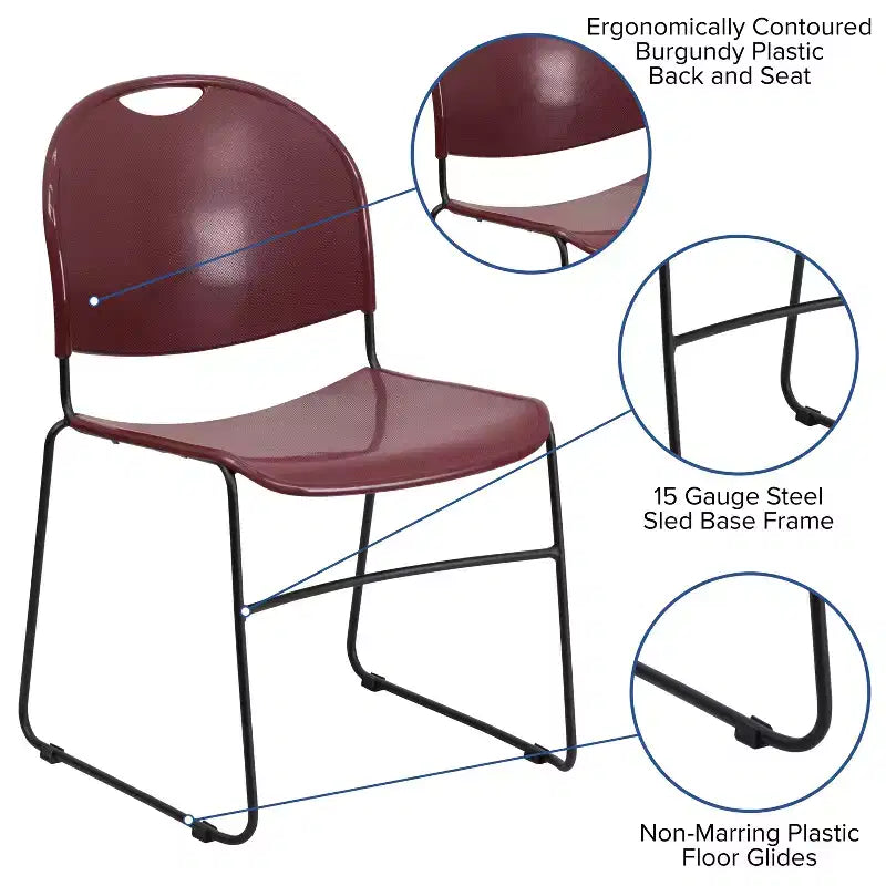 Flash Furniture HERCULES Series 880 lb. Capacity Ultra-Compact Stack Chair with Metal Frame