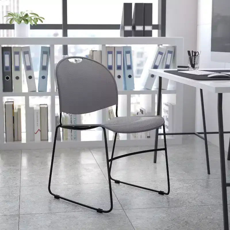 Flash Furniture HERCULES Series 880 lb. Capacity Ultra-Compact Stack Chair with Metal Frame