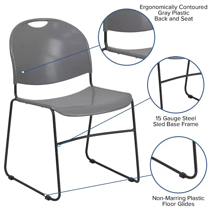 Flash Furniture HERCULES Series 880 lb. Capacity Ultra-Compact Stack Chair with Metal Frame