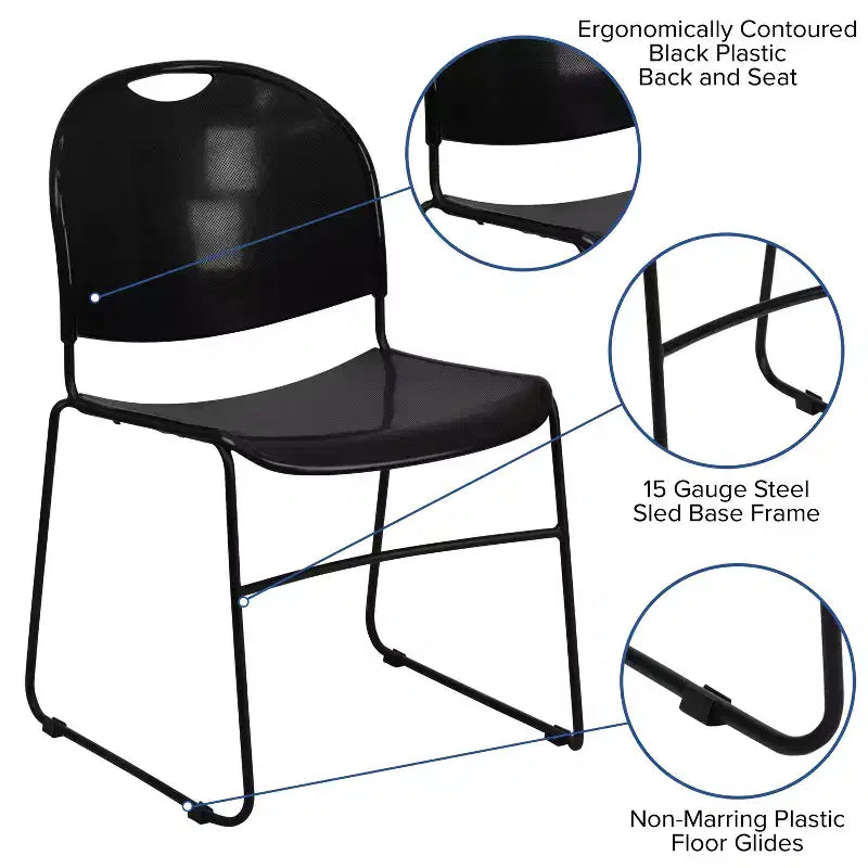 Flash Furniture HERCULES Series 880 lb. Capacity Ultra-Compact Stack Chair with Metal Frame