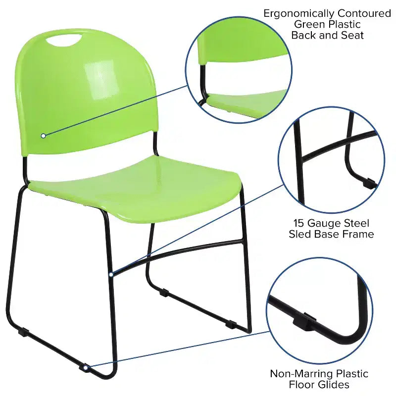 Flash Furniture HERCULES Series 880 lb. Capacity Ultra-Compact Stack Chair with Metal Frame
