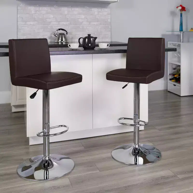Flash Furniture Contemporary Vinyl Adjustable Height Barstool with Panel Back and Chrome Base