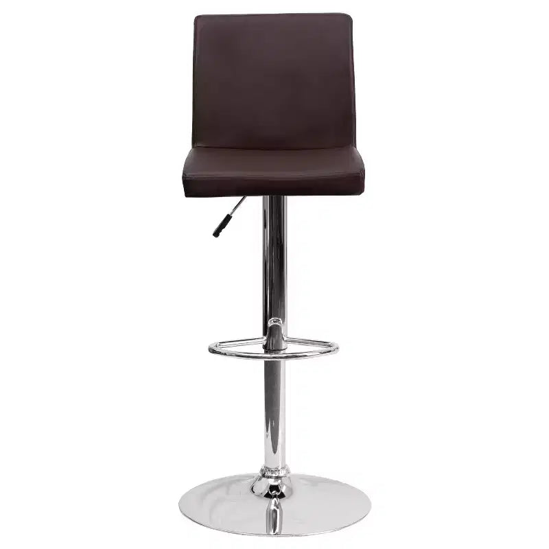 Flash Furniture Contemporary Vinyl Adjustable Height Barstool with Panel Back and Chrome Base