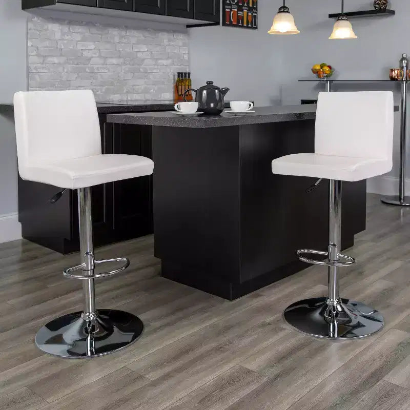 Flash Furniture Contemporary Vinyl Adjustable Height Barstool with Panel Back and Chrome Base