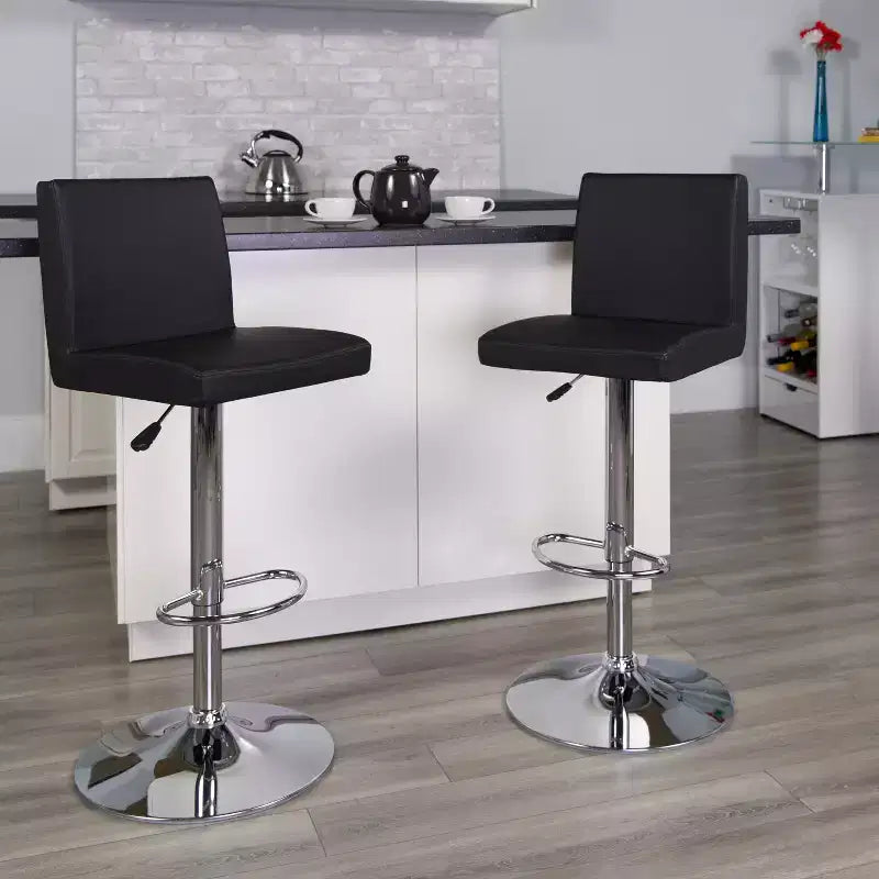 Flash Furniture Contemporary Vinyl Adjustable Height Barstool with Panel Back and Chrome Base
