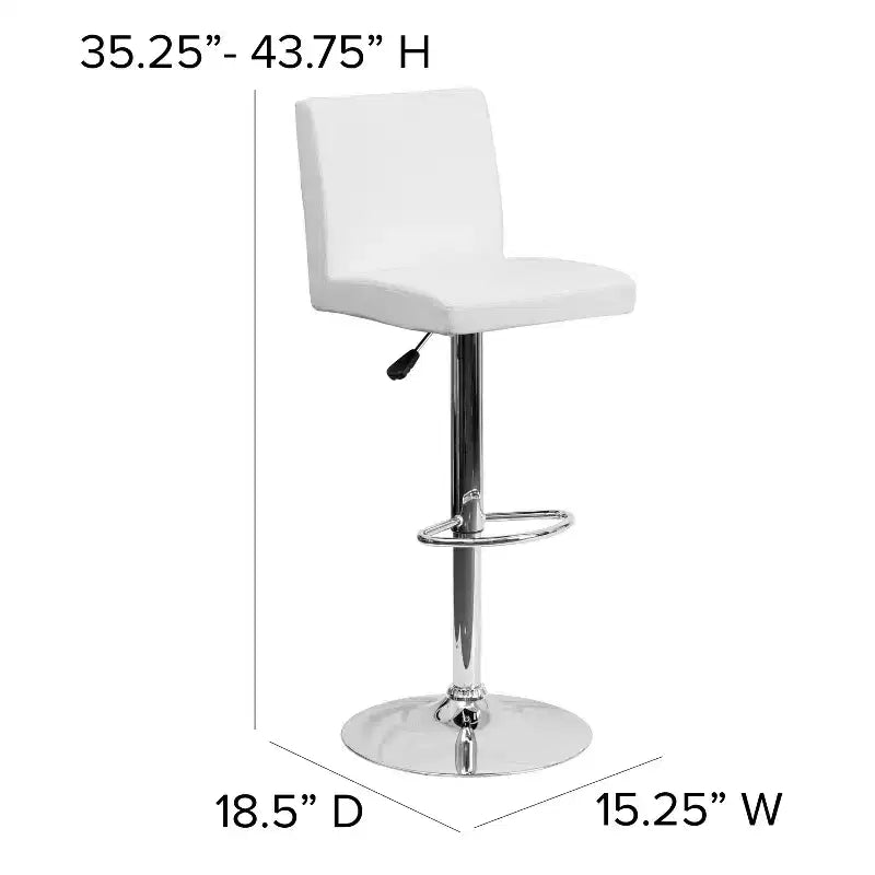 Flash Furniture Contemporary Vinyl Adjustable Height Barstool with Panel Back and Chrome Base