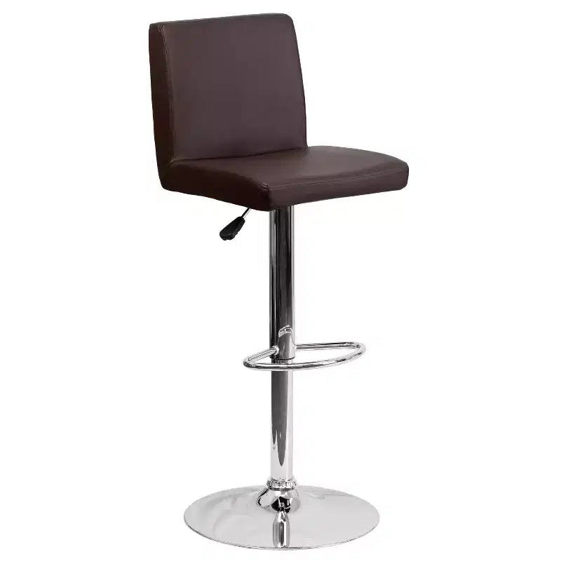 Flash Furniture Contemporary Vinyl Adjustable Height Barstool with Panel Back and Chrome Base
