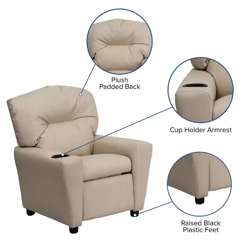 Flash Furniture Contemporary Kids Recliner with Cup Holder