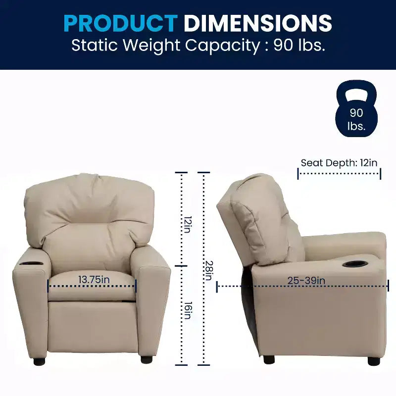 Flash Furniture Contemporary Kids Recliner with Cup Holder