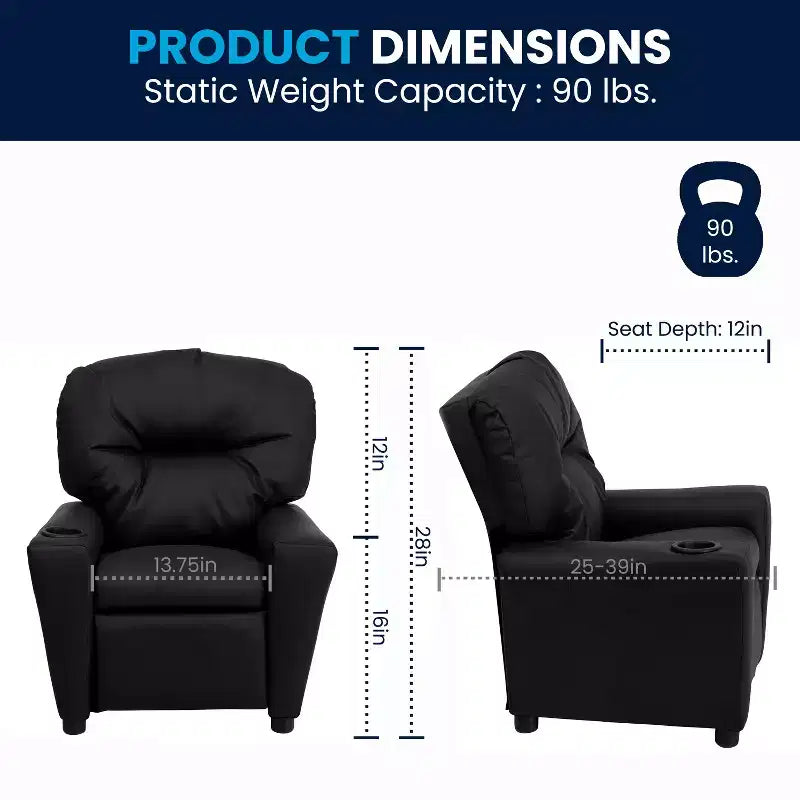 Flash Furniture Contemporary Kids Recliner with Cup Holder
