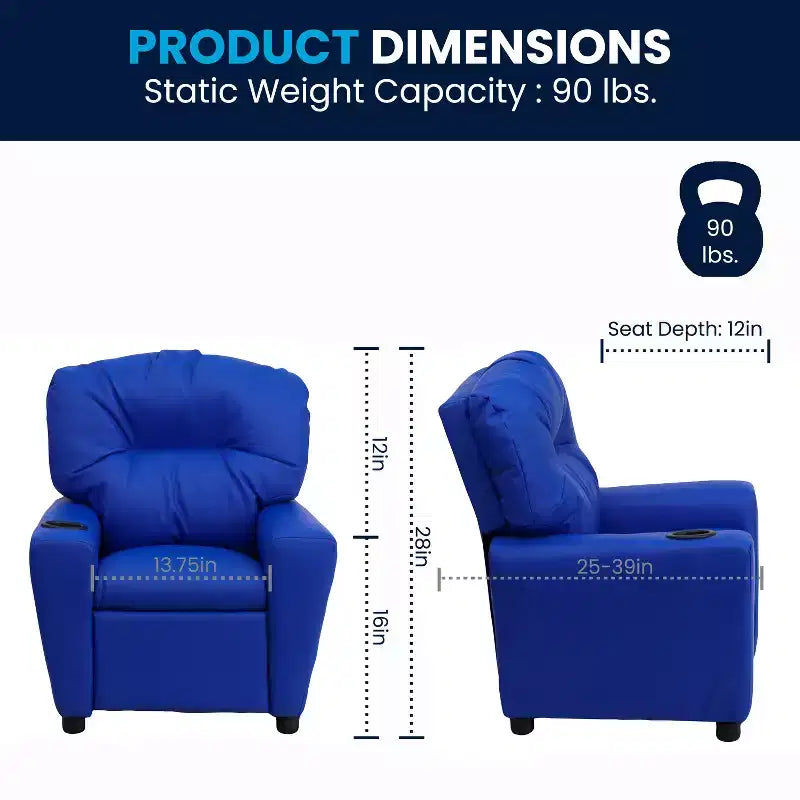 Flash Furniture Contemporary Kids Recliner with Cup Holder