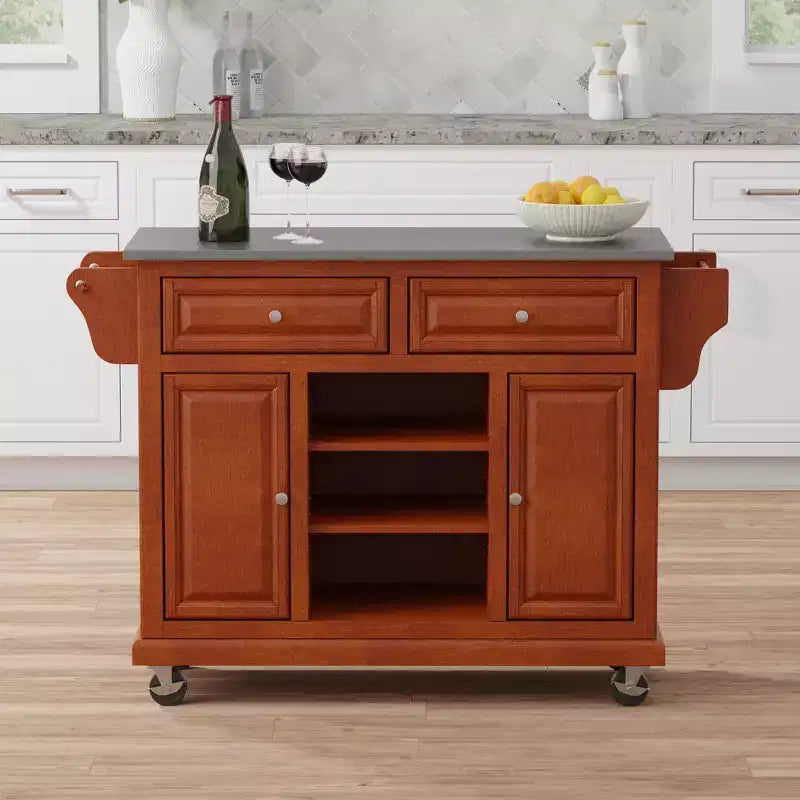 Glenwillow Home Kitchen Cart with Locking Casters