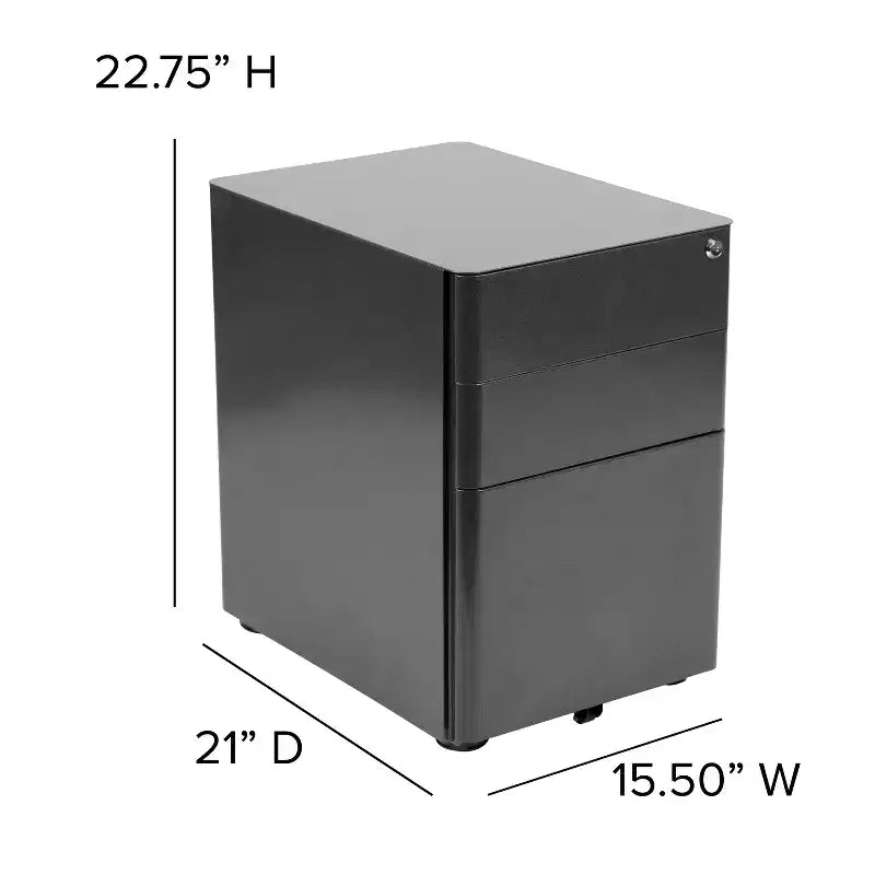 Emma and Oliver Modern 3-Drawer Mobile Locking Filing Cabinet Storage Organizer