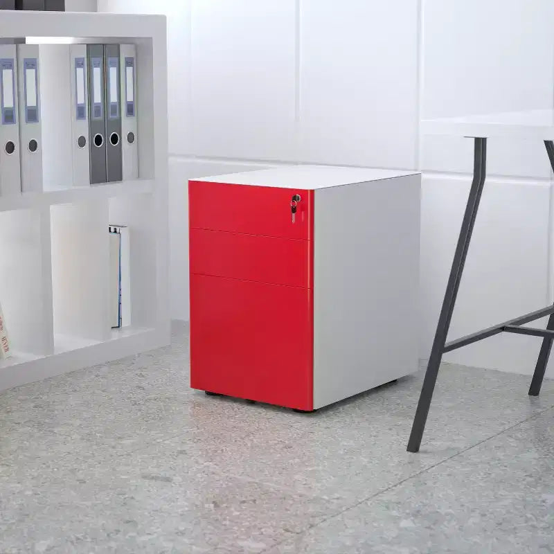 Emma and Oliver Modern 3-Drawer Mobile Locking Filing Cabinet Storage Organizer