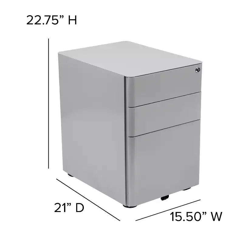 Emma and Oliver Modern 3-Drawer Mobile Locking Filing Cabinet Storage Organizer