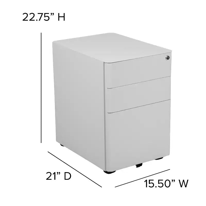 Emma and Oliver Modern 3-Drawer Mobile Locking Filing Cabinet Storage Organizer
