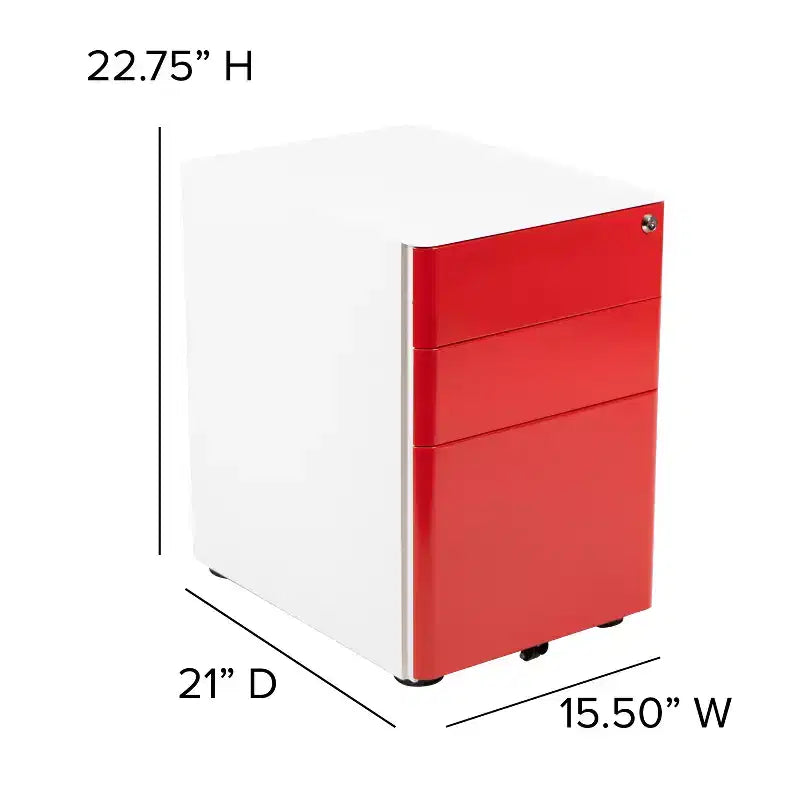 Emma and Oliver Modern 3-Drawer Mobile Locking Filing Cabinet Storage Organizer
