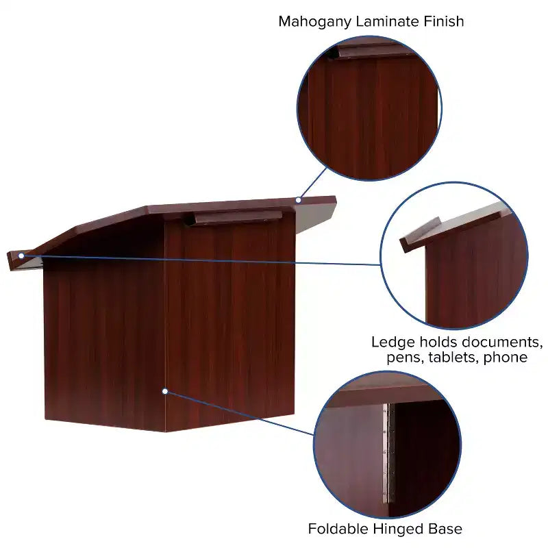 Emma and Oliver Foldable Tabletop Lectern in Mahogany